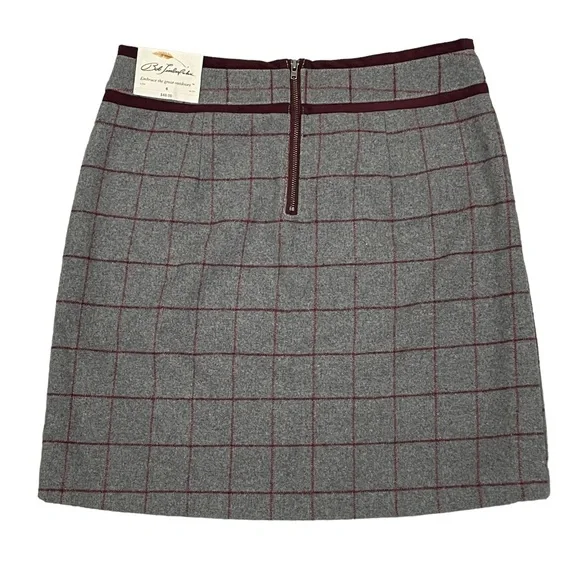 NWT Bob Timberlake Grey & Maroon Plaid Wool Blend Mini Skirt Clueless Vi… - Picture 2 of 12